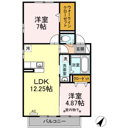 リヴェール(2LDK/2階)の間取り写真