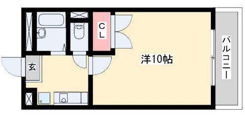 ソレーユII(1K/2階)の間取り写真