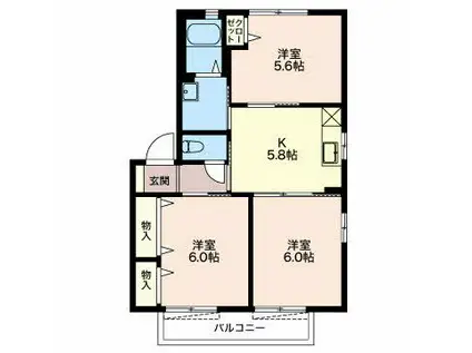 BEAMS(3K/2階)の間取り写真