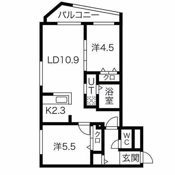 ブランシャールASABU MIDTOWN(2LDK/3階)の間取り写真