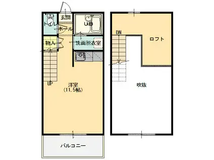 レベイユマレン(ワンルーム/2階)の間取り写真