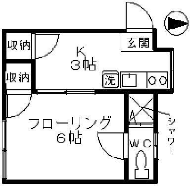 レジデンス遊(1K/2階)の間取り写真