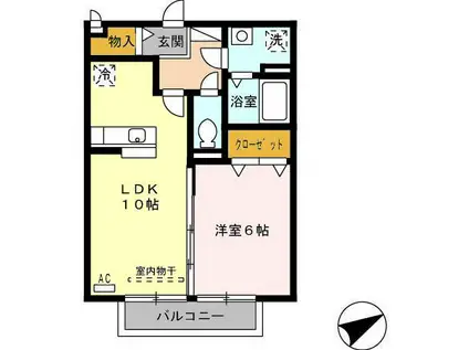 プリメーロ(1LDK/2階)の間取り写真
