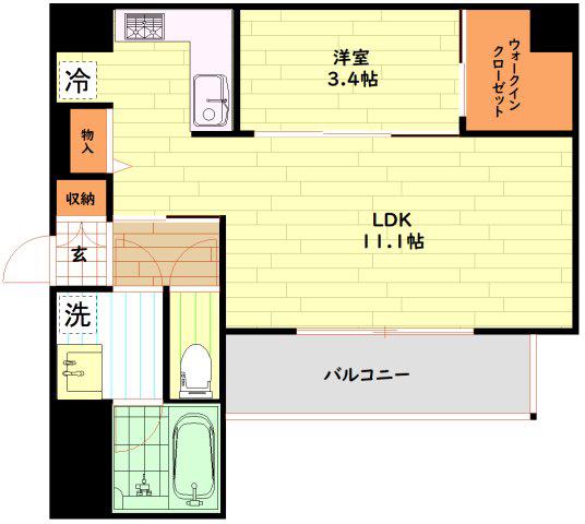 エスリードレジデンス ザ・グラン南堀江(1LDK/4階)の間取り写真