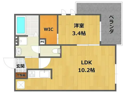 コンフォート白鳩西宮北口(1LDK/1階)の間取り写真