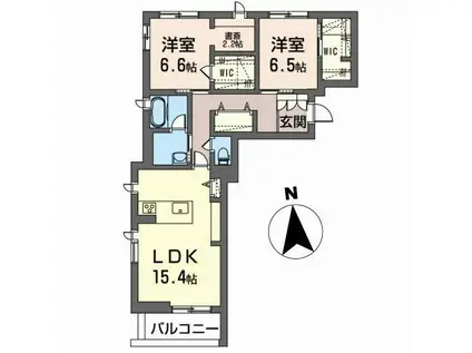 ラ・ルーチェ台原(2LDK/3階)の間取り写真