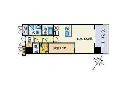 JP NOIE 天神南(1LDK/4階)の間取り写真