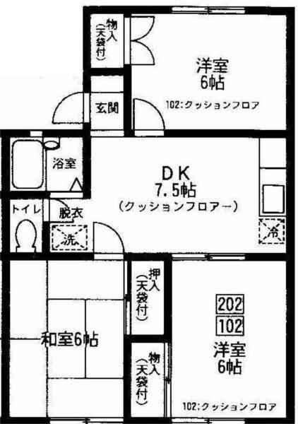 ウォーターパーク塚本D棟(3DK/1階)の間取り写真