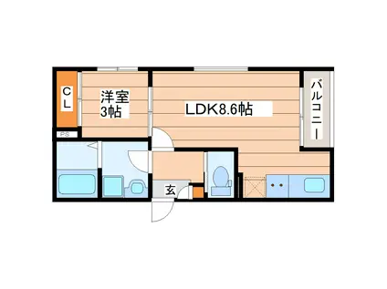 泉中央3丁目アパート(1LDK/3階)の間取り写真
