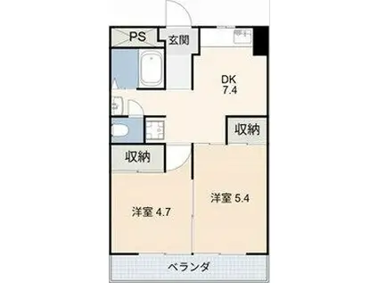 フィレンツェ栄(2DK/3階)の間取り写真