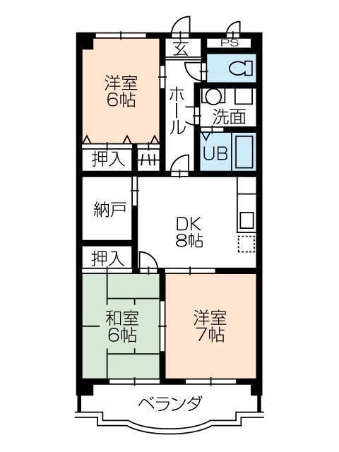 フリーダムコート弐番館(3SDK/3階)の間取り写真