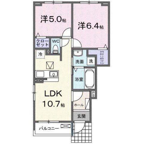 メゾン シュシュ(2LDK/1階)の間取り写真
