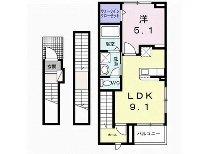 メゾン サブーリュ(1LDK/3階)の間取り写真