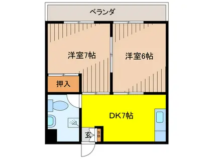 あおばマンション(2DK/4階)の間取り写真