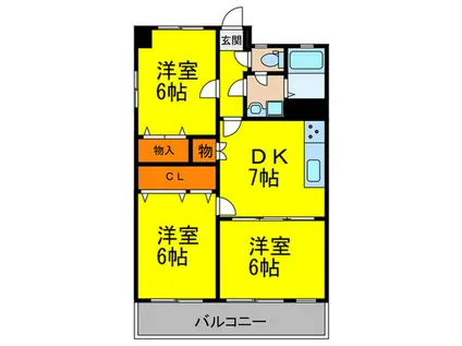 ひがしビル(3DK/3階)の間取り写真
