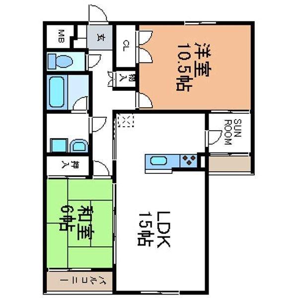 AP-V(2LDK/2階)の間取り写真