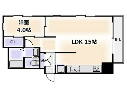 夕陽丘サンセット243(1LDK/5階)の間取り写真