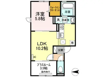 セキュレア須屋 C棟(1LDK/1階)の間取り写真