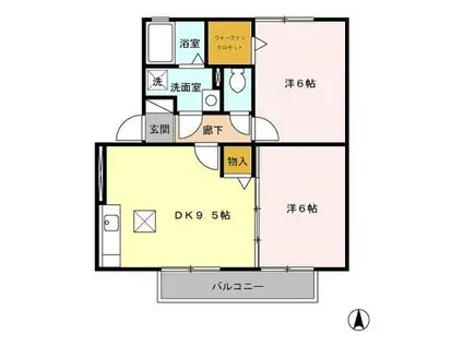 ピア ネクスト A(2DK/1階)の間取り写真