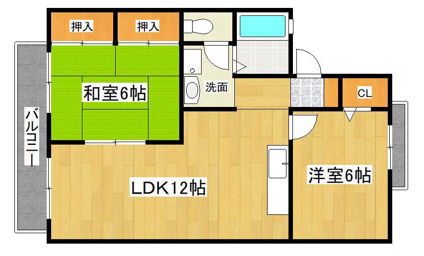 フォレストパークA棟(2LDK/2階)の間取り写真