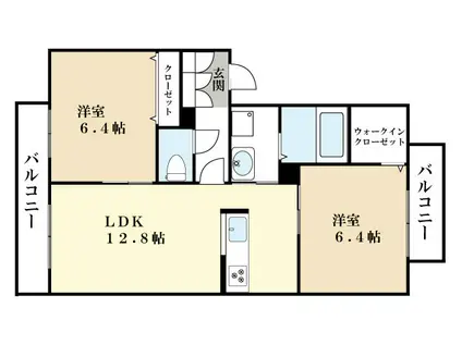 フェリオ城山台イースト(2LDK/3階)の間取り写真