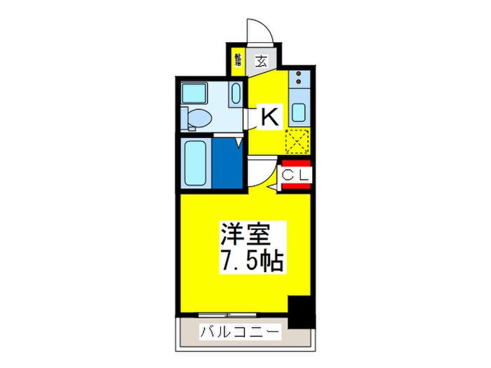 ラシーヌ宿院(1K/3階)の間取り写真
