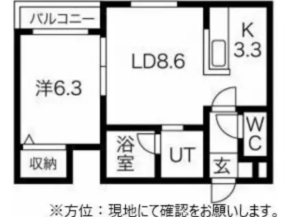 R-FREE南5西12(1LDK/2階)の間取り写真