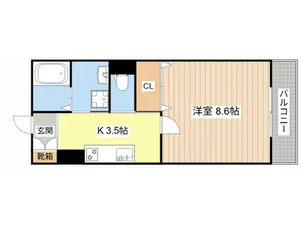 312T(1K/2階)の間取り写真