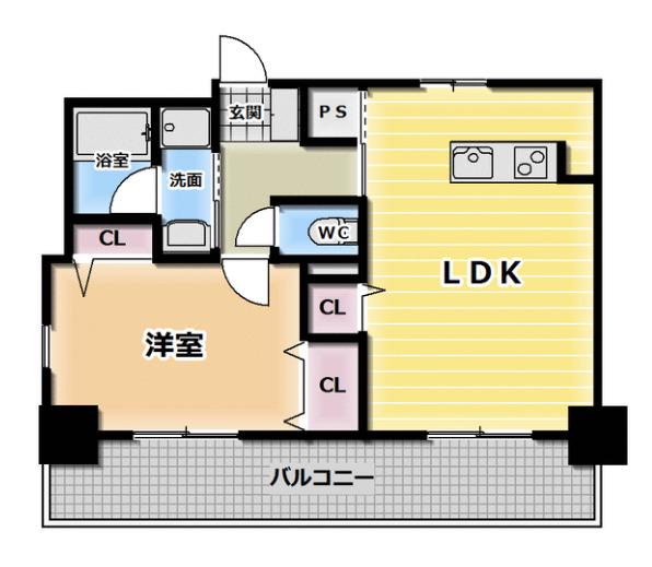 ルークロエ(1LDK/4階)の間取り写真