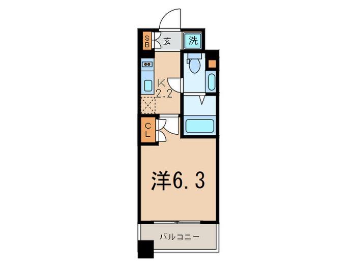 プラウドフラット三軒茶屋(1K/15階)の間取り写真