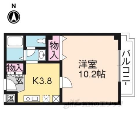 メディナ烏丸(1K/2階)の間取り写真