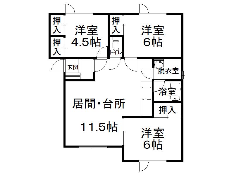 ラグジュリータウンB棟(3LDK/2階)の間取り写真