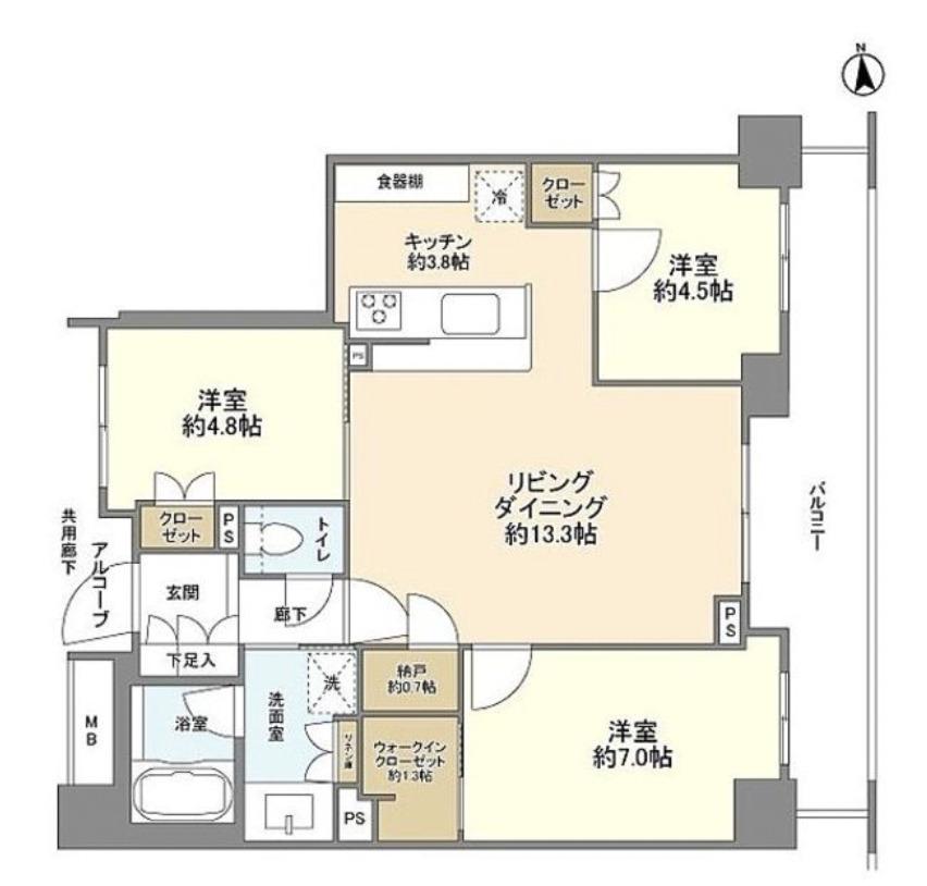 パークホームズ中村橋セントラルプレイス(3LDK/4階)の間取り写真
