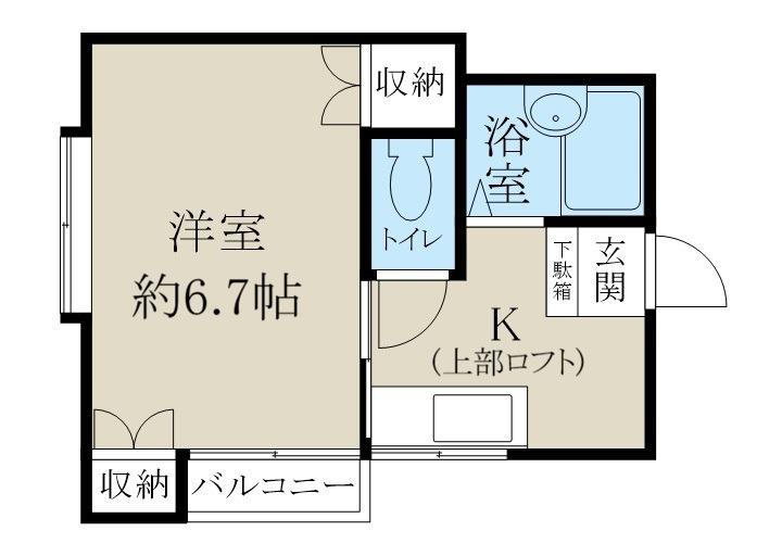 オーレリアン(1K/2階)の間取り写真