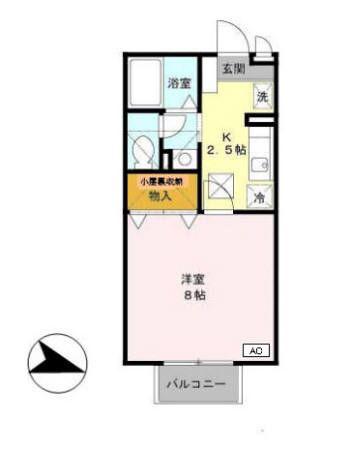 マルベリーズ(1K/2階)の間取り写真