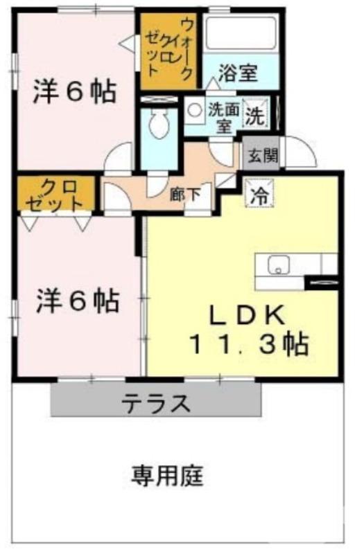 サンフィールド I棟(2LDK/1階)の間取り写真