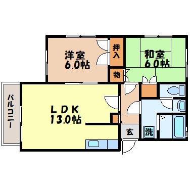 ファミーユ田上(2LDK/2階)の間取り写真
