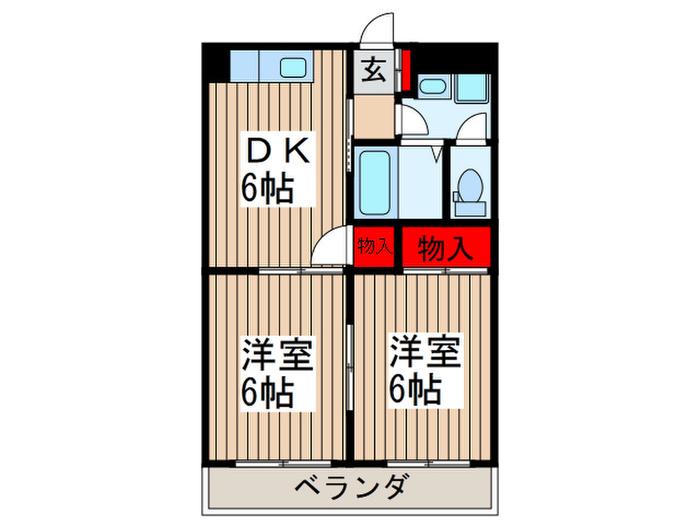 スマイル鴻巣(2DK/1階)の間取り写真
