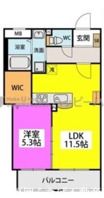 ボヌールII(1LDK/4階)の間取り写真