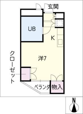 ドエル杁中(ワンルーム/3階)の間取り写真
