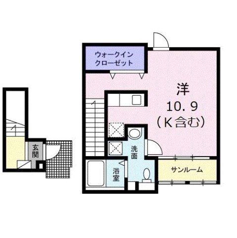 フランフレーシュ(1K/2階)の間取り写真