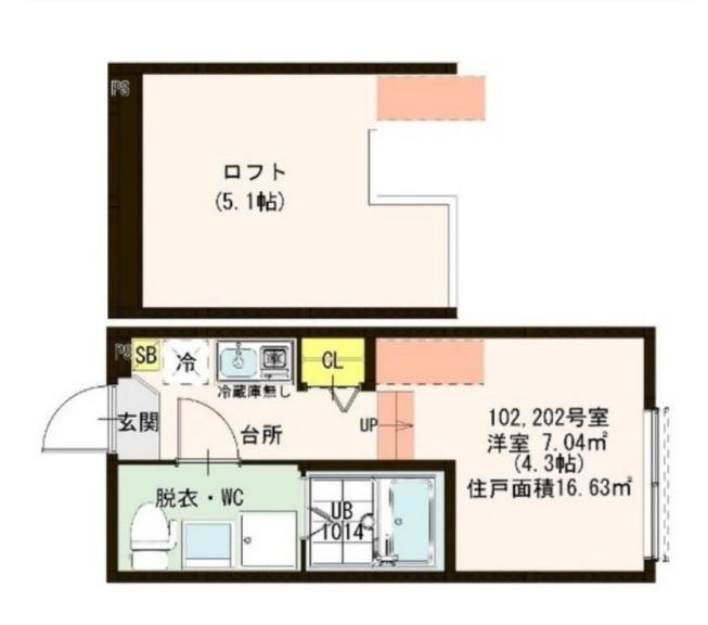 ブランニューデイズ梅島(1K/2階)の間取り写真