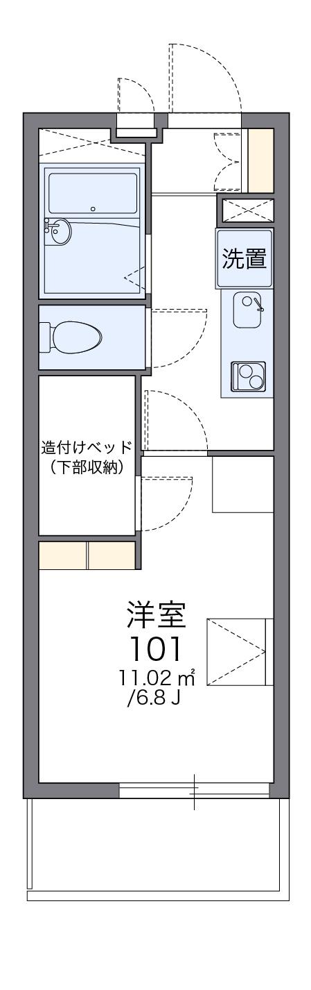 レオパレスWAVEIMPACT(1K/3階)の間取り写真