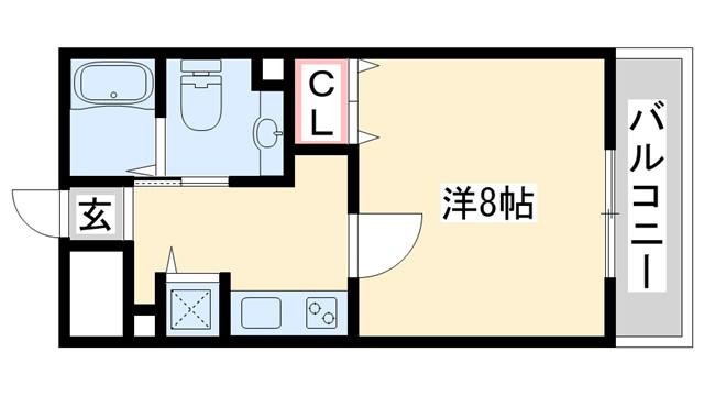 パークハイム弐番館B棟(1K/3階)の間取り写真