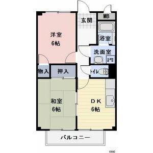 サープラスTWO河井(2DK/2階)の間取り写真