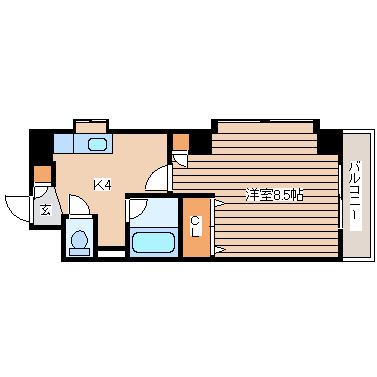 コンバウス上杉第二ビル(1K/1階)の間取り写真