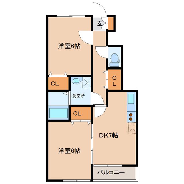 ARDOR(2DK/1階)の間取り写真