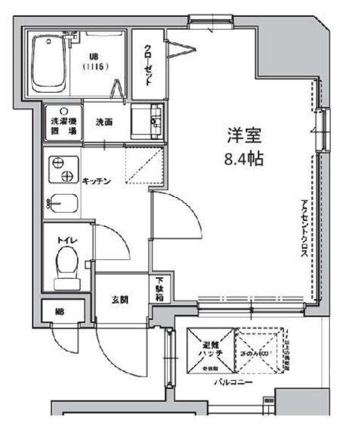 アクアプレイス南堀江(1K/5階)の間取り写真