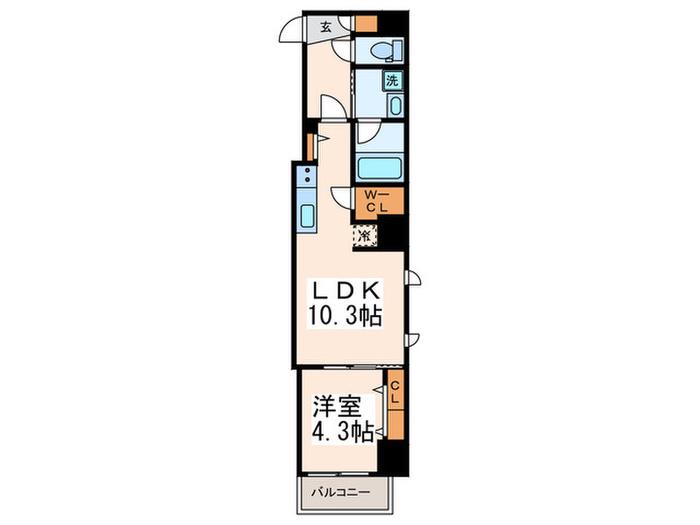 クリスタルパレス蒲西(1LDK/2階)の間取り写真