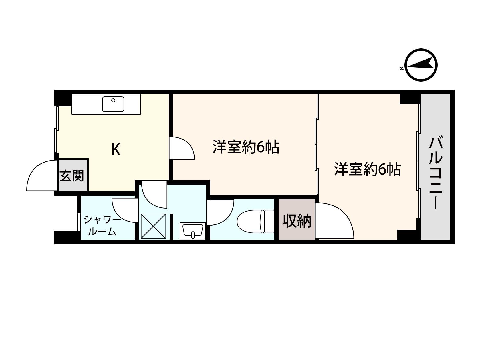 アシスト第2福井マンション(2K/4階)の間取り写真
